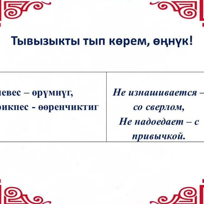 Рубрика «Тывызыкты тып көрем, өңнүк!»